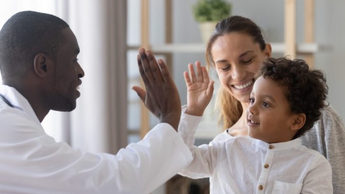 Happy,Cute,Mixed,Race,Child,Boy,Give,High,Five,To